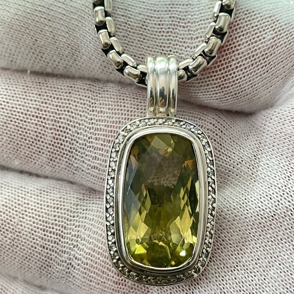 David Yurman Albion Pendant Necklace with Lemon Citrine 18" - Picture 3 of 10
